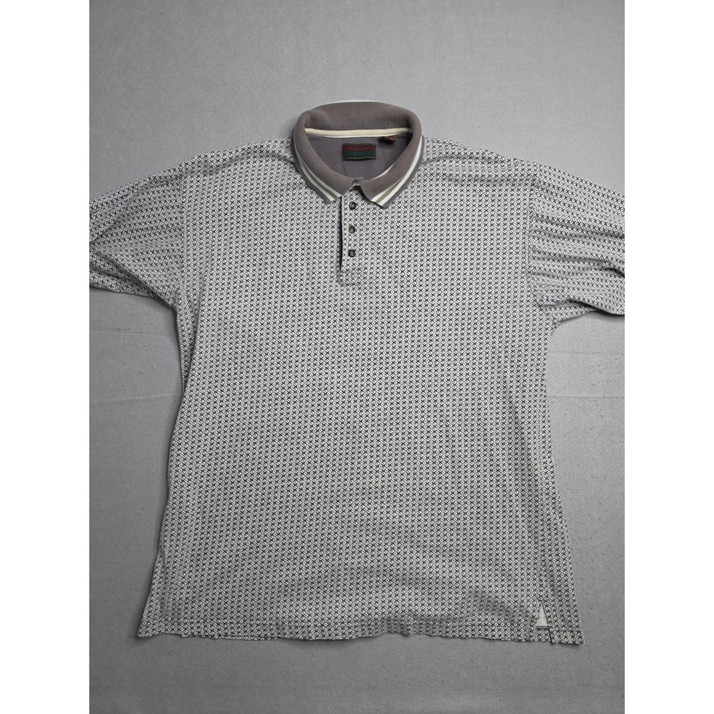 Cougar Ltd Polo Shirt Men's XL‎ Gray Geometric Cotton Golf Tennis Performance